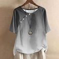 thumbnail image 2 of ShomPort Trendy Gradient Tops for Women Summer Vintage Button Blouses Round Neck Short Sleeve T-Shirts, 2 of 5