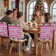 thumbnail image 5 of Merry Christmas Chair Covers Set of 4 Flowers Snowflakes Pink Flower Lattice Chair Back Covers Stretch Removable Washable Slipcovers Protector for Dining Room Kitchen Party Decor, 5 of 5