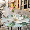 thumbnail image 6 of Botanical Floral Round Tablecloth for 55-60 Inch Tables,Fitted Table Cover with Elastic Edge,Pastoral Magnolia Flowers Leaves Plant Waterproof Outdoor Table Cloth Protector for Patio Garden Dinner, 6 of 9