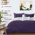 thumbnail image 3 of 3 Piece Pure Darkorchid Duvet Cover Set Queen Size, Microfiber Comforter/Quilt Cover with Corner Ties and 2 Pillowcases, Simple Solid Color All Season Soft Bedding with Zipper Closure, 3 of 8