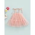 thumbnail image 2 of Toddler Girls Sleeveless A-Line Dress Tie-Up Spaghetti Strap Stars Print Double-Layer Hem Princess Dress, 2 of 9