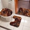 thumbnail image 4 of Brown Marble Bath Mat 3 Piece Bathroom Rug Set, Ombre Abstract Striped Mottled Aesthetic Non Slip Bath Rug Contour Mat and Toilet Lid Cover, Absorbent Shower Mats Soft Bath Rugs and Mats Sets, 4 of 8