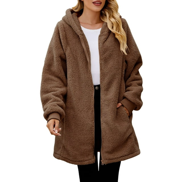 Veste à Capuche Zippée Surdimensionnée pour Femmes avec Poches Chaude Douce Confortable