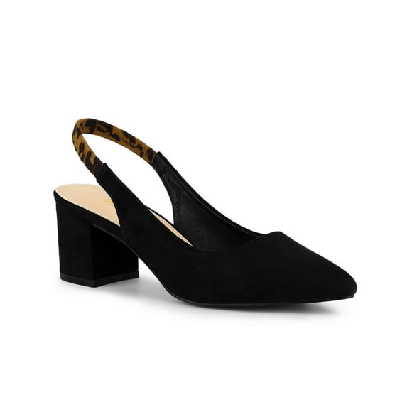 BLISSFUL STEP Women's Block Heel Pumps Slingback Heels Black 7