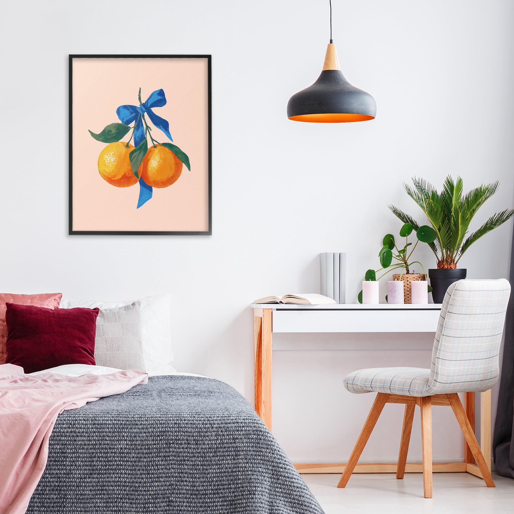 Stupell Industries Two Oranges with Blue Bow Black Framed Giclee Art, design by Imagine It Images