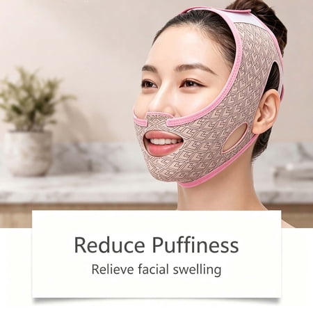 UNLLLL Lifting Face Mask, Reusable V Shaping Belt for Double Chin and Sagging Skin, Adjustable Breathable Fabric for Firming, for Facial Toning Home Skin Care and Relaxation