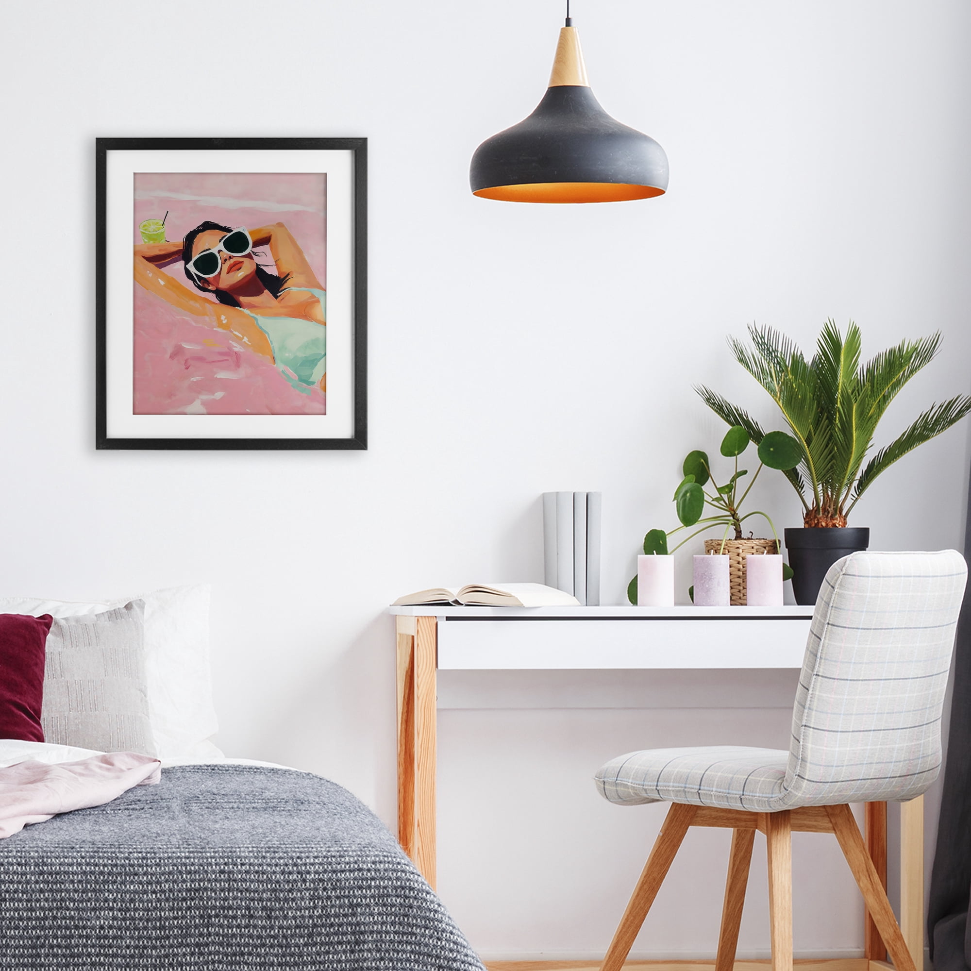 Stupell Industries Trendy Summer Girl Black Framed Print Under Glass, design by The Prints Vibe