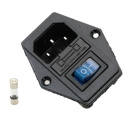 

250V 10A IEC320 C14 Mounting Male Plug 3-Pin Panel Power Socket W Fuse Switch