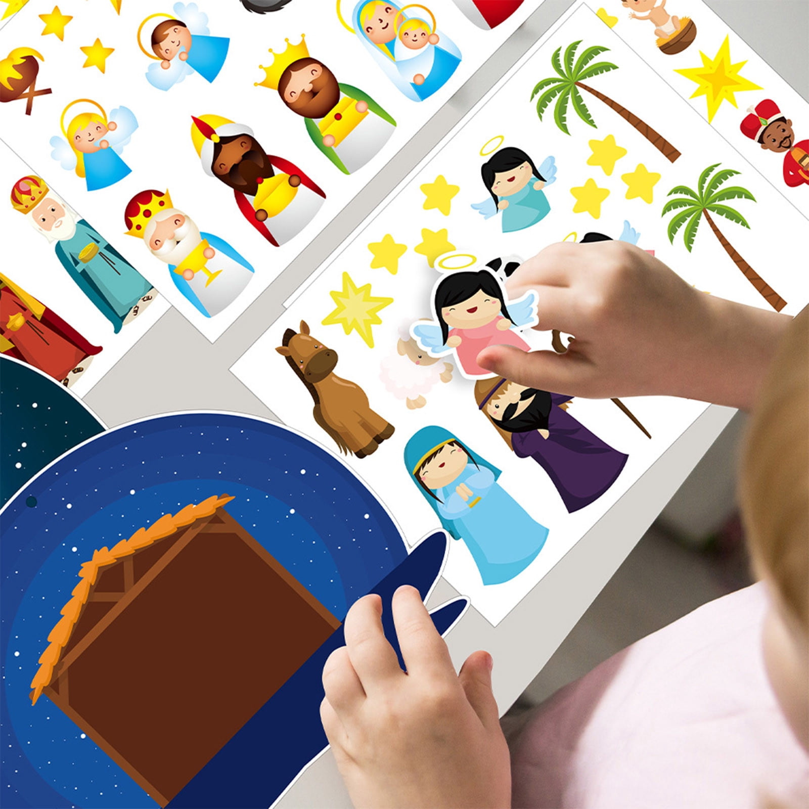 Momihoom Nativity Stickers 12 Sets Make a Nativity Scene Stickers Christian Nativity Stickers for Christmas Vacation Bible School Classroom Party Supplies