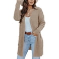 thumbnail image 6 of Women's Long Sleeve Cardigan Open Front Knit Sweaters Solid Soft Casual Loose Outerwear Coats with Pockets, 6 of 9