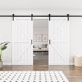 thumbnail image 2 of 72'' x 84'' Modern K Shape Primed Sliding Barn Door with Installation Hardware Kit (Double Door & Soft Close Optional), 2 of 9