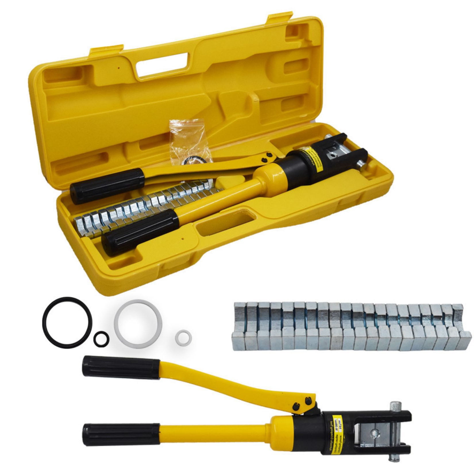 16 Ton Hydraulic Wire Battery Cable Crimping Tool with 11 Dies Lug Terminal Crimper for Crimping Wires Butt Connectors