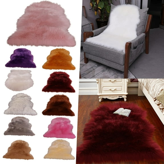 1X Floor Mat Solid Color Plush Rug Office Home Fluffy Area Rug Bedroom Soft Furry Durable Rug Carpet