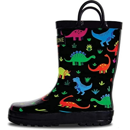 

Lone Cone Rain Boots with Easy-On Handles in Fun Patterns for Toddlers and Kids Fossil Friends 8 Toddler