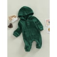 thumbnail image 3 of Baby Girl Boy Romper Long Sleeve Solid Color Hooded Neck Casual Fall Spring Long Jumpsuit, 3 of 9