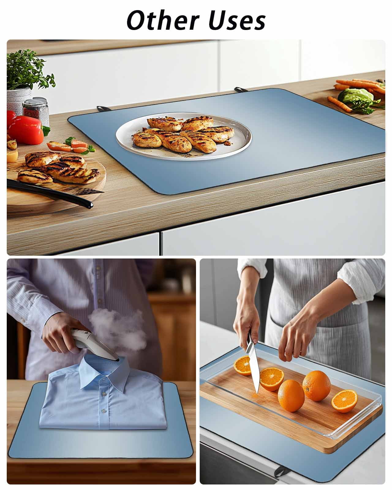 Stove Top Covers for Electric Stove, Blue Ombre Glass Stovetop Cover Protector, Modern Gradient Abstract Art Induction Cooktop Protector Oven Mat for Kitchen Countertop 24"x21"
