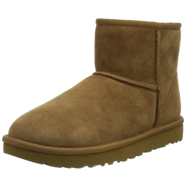 Ugg Bottes en Suède à la Cheville pour Femmes Classic Mini II en Cuir Châtaigne - 9M