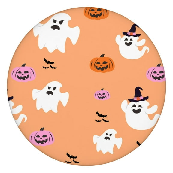 Vintage Halloween Tablecloth - Elastic Waterproof Fitted Cover with Black Cat Witch Design,44 inch Round Elastic Tablecloth