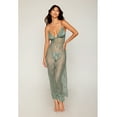 thumbnail image 2 of Eyelash Lace & Satin Long Chemise w/G-String - Sage Green XL, 2 of 4