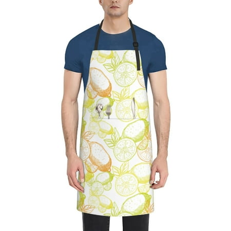 

Lukts Adjustable Apron with 2 Pockets Chef Cooking Kitchen Restaurant Aprons for Women Men-Lemon Potatoes