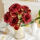 thumbnail image 1 of Ramo de rosas de seda Philippos de 5 ramas | Flores artificiales para bodas y decoración del hogar | 11 colores | Centro de mesa hiperrealista de 32 cm, 1 of 6