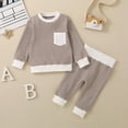 thumbnail image 2 of NOLDARES Baby Toddler Boy Fall Winter Set Outfits 2Pcs Long Sleeve Printed Round Neck T-Shirt Elastic Waist Pants Soft Warm Clothes Size:3-4 Y,Brown, 2 of 9