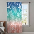 thumbnail image 3 of Blue Teal Pink Ombre Coastal Sheer Curtains 54" Long, Nautical Beach Starfish Coral Summer Light Filering Curtains, Breathable Simi Curtain Privacy Drapes for Kitchen Bathroom Small Window Treatment, 3 of 9