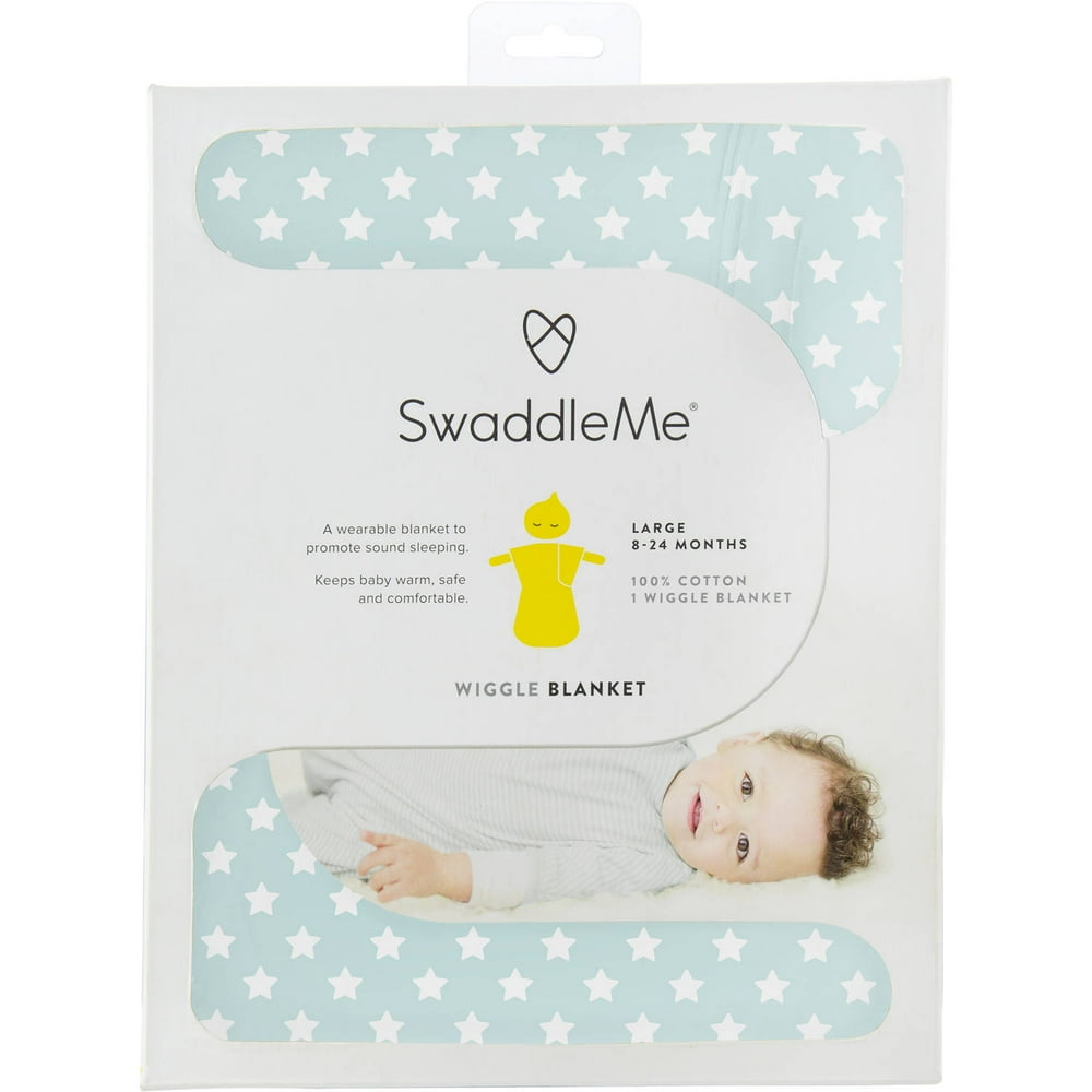 SwaddleMe Wiggle Blanket, 1Pack, Teal Star, Large