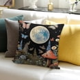 thumbnail image 3 of Creowell Throw Pillow Cover Butterflies Mushrooms Indoor Decor 100% Linen 24x24in, 3 of 5