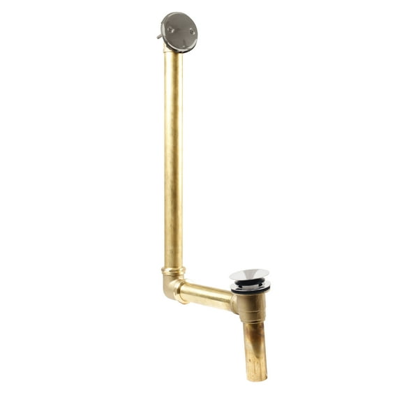 Westbrass Direct Connect Overflow with Tip-Toe Trim and 2-Hole Overflow Cover in Satin Nickel