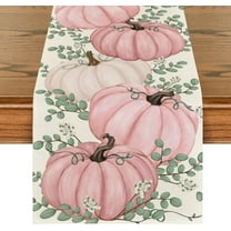 SM-XLHN Pumpkins Eucalyptus Leaves Fall Table Runner, Autumn Thanksgiving Kitchen Dining Table Decoration for Home Party Decor 13x72 Inch