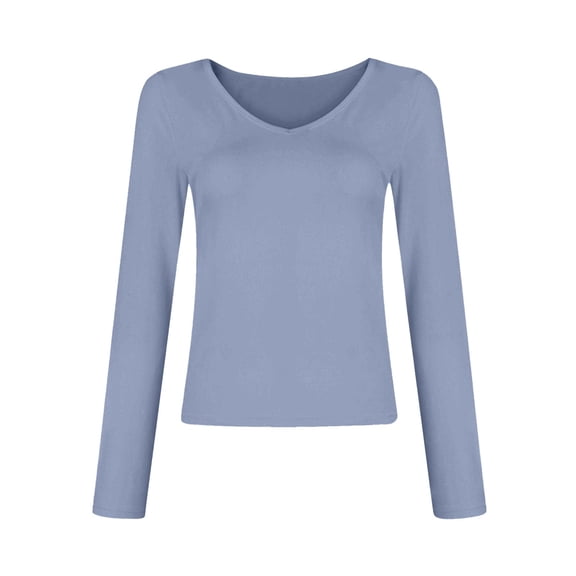 Long Sleeve T Shirts For Women Solid Color V Neck Hot Girl Slim Blouse Dressy Casual Women Tops