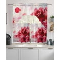 thumbnail image 2 of Red Rose Fantasy Kitchen Curtains Swag Valance and Tier Curtains Set 24 Inch Length, Elegance Floral Romantic Reflection Rod Pocket Drape Panels Pair Swag Curtain for Bathroom/Cafe/Window, 2 of 6