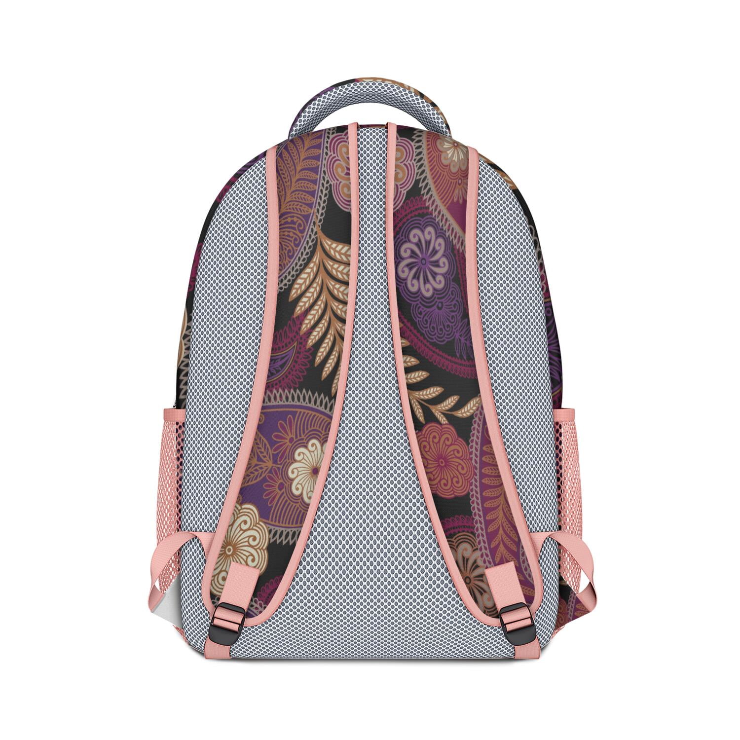 Paisley Boho Vintage Backpack - Waterproof Ergonomic Bookbag with Spacious Compartments for School