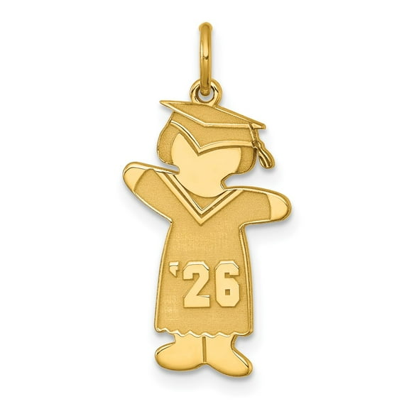 Sterling Silver Gold-plated Class of 2026 Girl Cuddle Charm