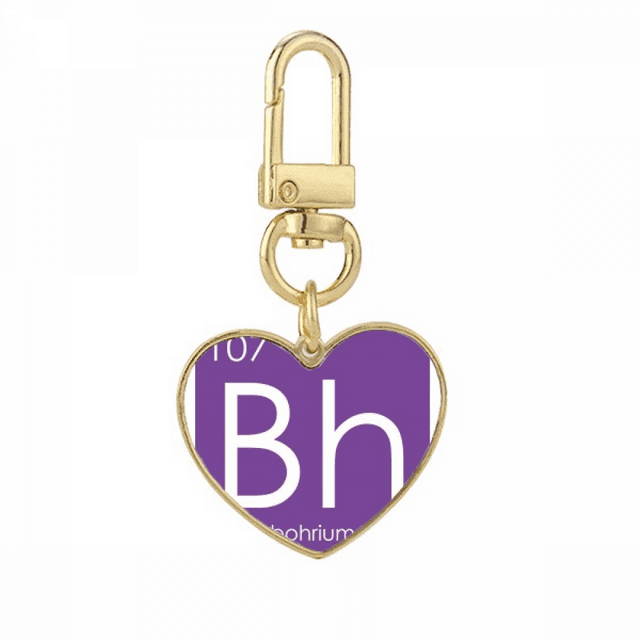 Quimica elementos periodo cuadro metales de transición bohrio BH Llavero de metal en forma de corazón dorado