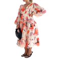 thumbnail image 4 of Robe Midi Bohème à Fleurs pour Femme, Manches Bouffantes, Col en V, Robes Smockées, Longues, Fluides, à Étages, Robes d'Été, 4 of 9