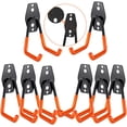 thumbnail image 1 of Gancho de pared para garaje, 8 piezas de acero para almacenamiento en garaje, gancho doble para herramientas eléctricas, escaleras, sillas, equipos deportivos (naranja), 1 of 5