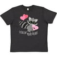 thumbnail image 3 of Inktastic Stealin' Your Heart Cute Raccoon Youth T-Shirt, 3 of 5