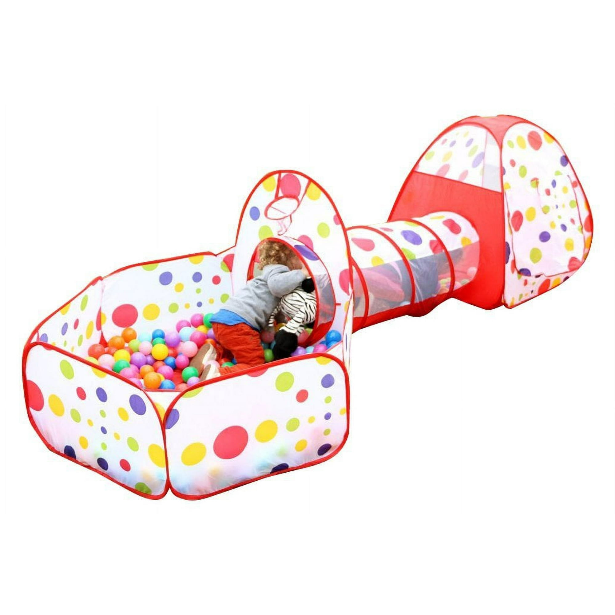 Walfront Kids Ball Pit Play Tent With Tunnel Indoor Outdoor Play Crawl Tunnel Toy Gym Play Tent For Children Toddler Jungle Boys Girls Babies Infan
