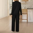thumbnail image 4 of YOIAVAIOY Womens Pajama Sets 2 Piece Ribbed Knit Lounge Set Button Down Shirts and Wide Leg Pants Matching Sets Soft Knitted Pjs Sleepwear Set Black L, 4 of 6