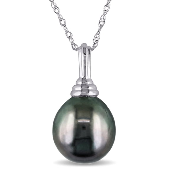 Everly Women's 10mm Cultured Black Tahitian Pearl 14k White Gold Pendant