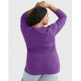 thumbnail image 3 of Hanes Women's Long Sleeve Scoop-Neck Cotton T-Shirt (Plus Size) Violet Splendor 4X, 3 of 4