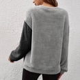 thumbnail image 6 of Womens Sweaters Loose Colorblock Crewneck Pullover Long Sleeve Casual Faux Shearling Plush Warm Winter Tops (XL, Black), 6 of 8