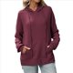thumbnail image 2 of Sudadera con Capucha Extragrande para Mujer, Informal, de Larga, de Punto Gofre, con Cordón Ajustable y Abertura Lateral con Bolsillo. Vino Tinto XXL, 2 of 9
