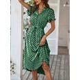 thumbnail image 3 of AURA Womens Polka Dot High Waist Tie A Line Maxi Dress Short Sleeve Button Neck Casual Vacation Outfit 2026, 3 of 8