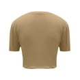 thumbnail image 5 of Uooqdmx Crop Tops for Women, Short Sleeve Shirts for Women, Women Plain Tshirt, Going Out Crop Tops Crew Neck Casual Basic Tight Tees Shirt, Fitted Shirts for Women, Khaki XL, 5 of 5