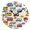 Black, variant on Iron Towers Vehicles Fishes Cartoon Round Wall Clock Silent Analog Battery Operated Gold Pointer Home Decor 9.84" Diameter