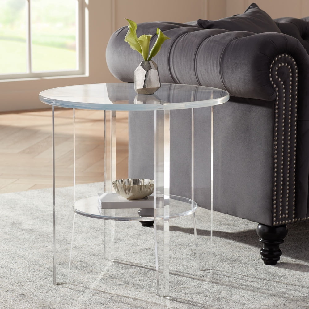 55 Downing Street Erica Clear Acrylic Round Accent Table