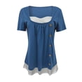 thumbnail image 5 of B91xZ T-Shirts d'Entraînement pour Femmes Manches Courtes Col Rond Tunique Décontractée Blouse, Bleu TG, 5 of 5